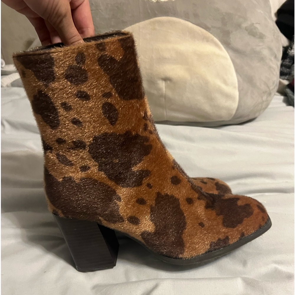 Brand New Cow Print Booties. Size 8!